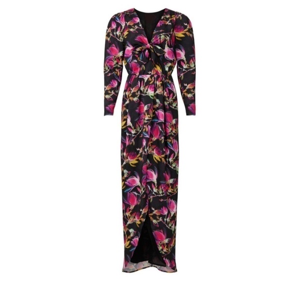 DELFI Collective Black Pink Floral Tie Front Lindsay Dress - Picture 5 of 12